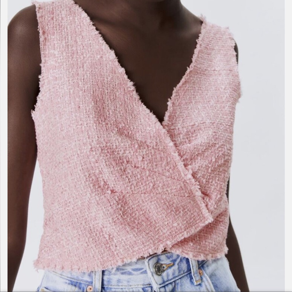 ZARA pink twill crop top